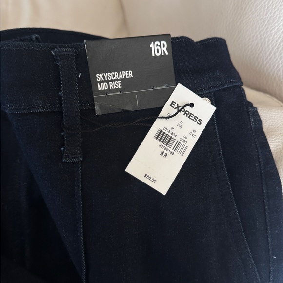New Express Skyscraper Dark Denim Stretch Jeans size 16 - Picture 13 of 14